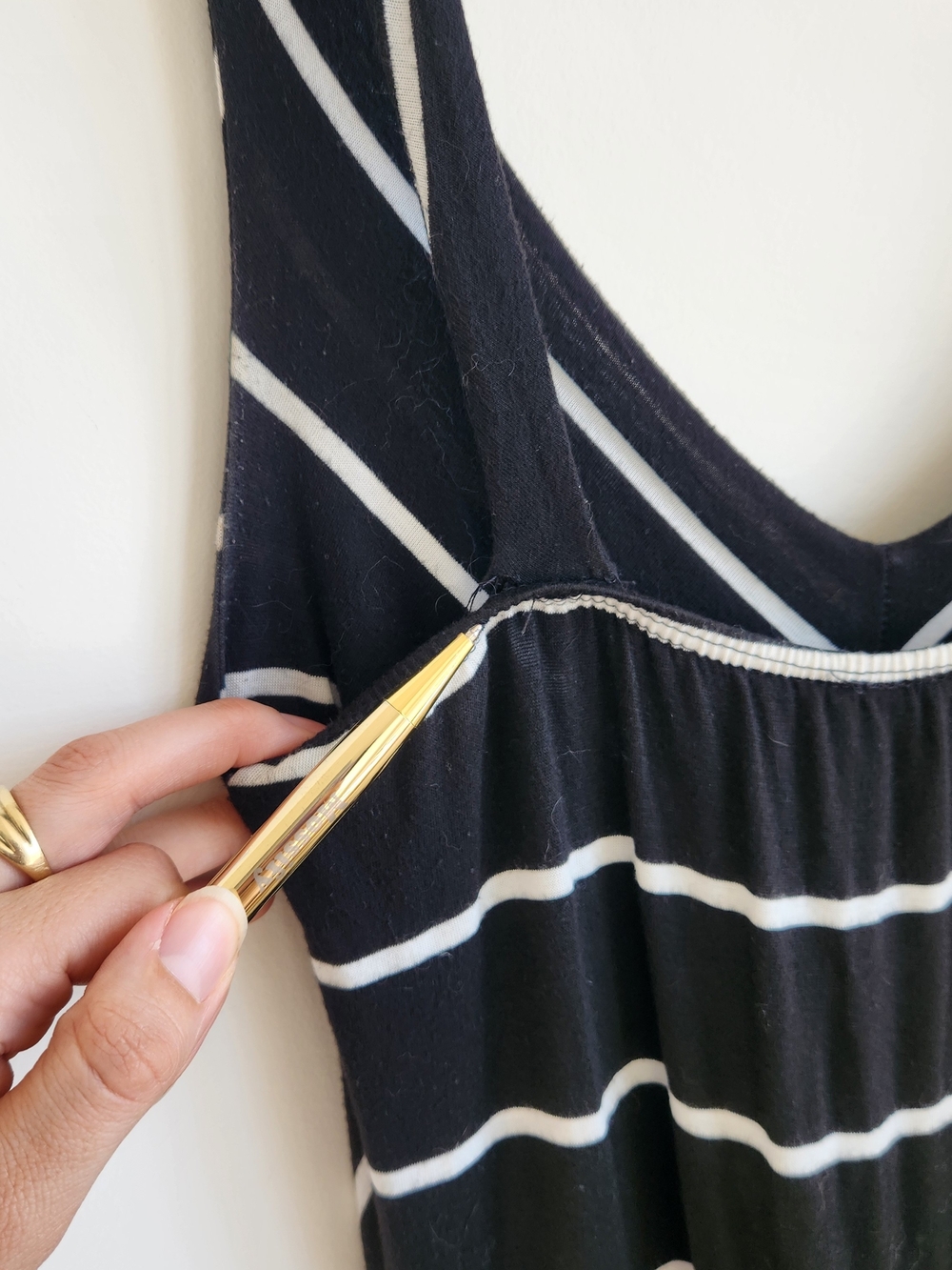 Loila Black and White Striped V-Neck Maxi Dress, M - Picture 7 of 7